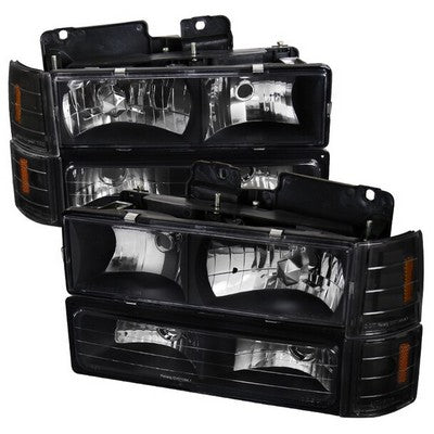 1994-98 Sierra Euro Headlight With Corner Lights And Bumper Lights Black