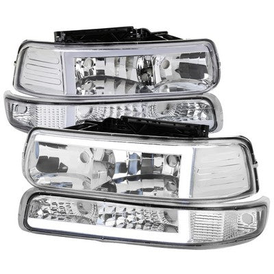 1999-02 Chevrolet Silverado Chrome Housing Clear Lens With Led Bar