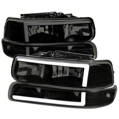 1999-02 Chevrolet Silverado Matte Black Housing Smoked Lens With Led Bar