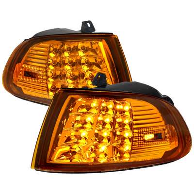 1992-95 Civic 2/3 Door Led Corner Lights, Amber Lens Chrome Housing