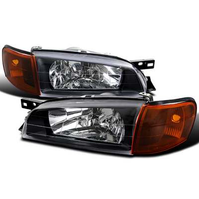 1995-01 Subaru Impreza Wrx Crystal Housing Headlights Black With Amber Corner