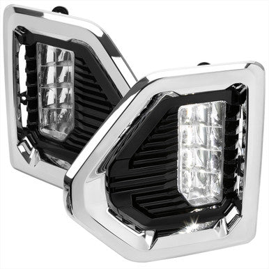 2019-21 GMC Sierra Led Fog Lights With Chrome Trim - Universal Wiring And Switch - Color Temperature 6500-7500K 1000 Lumens