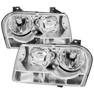2005-07 Chrysler 300 Headlights Chrome Housing Clear Lens - Use Stock Bulbs