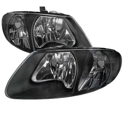 2001-07 Dodge Caravan Euro Headlights Black Housing