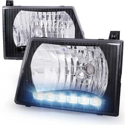 1992-06 Ford Econoline LED Euro Headlights, Black