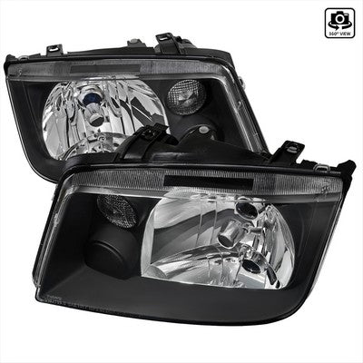 1999-04 VW Jetta Headlights Black Without Fog Lights Hb5 Low Beam