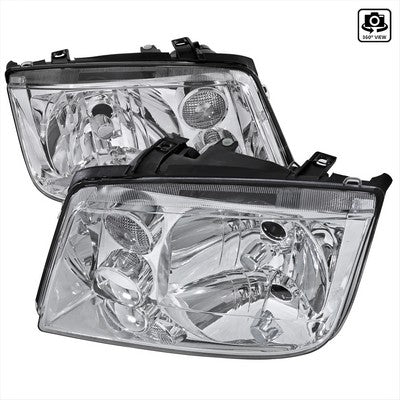 1999-04 Volkswagen Jetta Headlights Chrome Without Fog Lights Hb5 Low Beam- No Bulbs Included