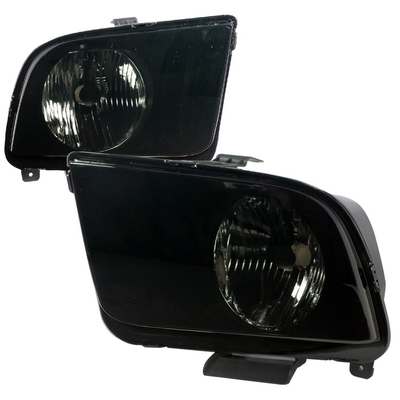 2005-09 Ford Mustang Euro Headlights, Smoke Lens Black Housing