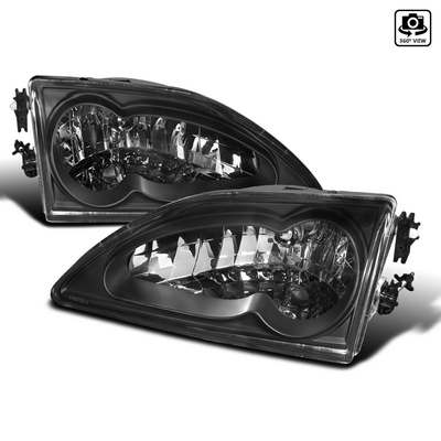 1994-98 Ford Mustang Euro Crystal Headlights, Black