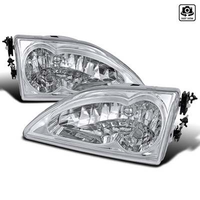 1994-98 Ford Mustang Euro Crystal Headlights, Chrome