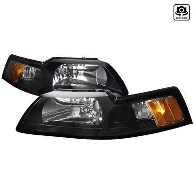 1999-04 Ford Mustang Headlights- Black