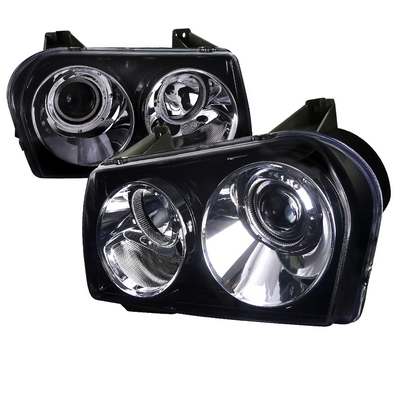 2005-10 Chrysler 300 Smoked Lens Gloss Black Housing Projector Headlights