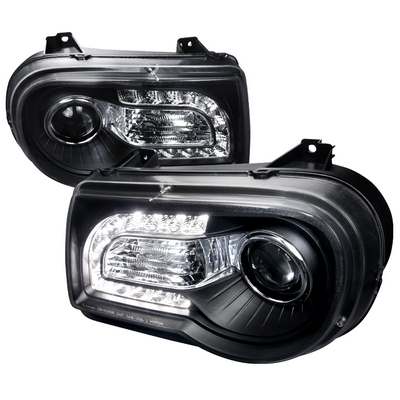 2005-10 Chrysler 300C Halo LED Black Projector Headlights