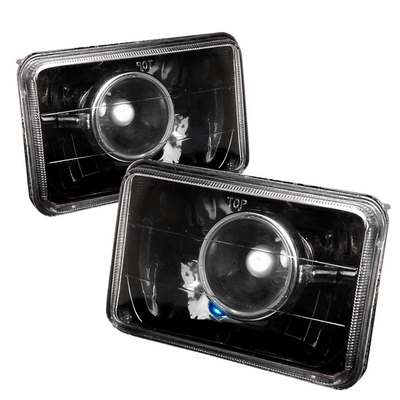 4x6 rectangular projector headlights, black, universal fit, pair (4656/4651)