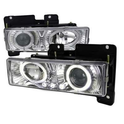 1988-98 Chevy/GMC C/K Truck Dual Halo LED Projector Headlights, Chrome