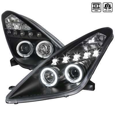 2000-05 Toyota Celica Dual Halo LED Projector Headlights, Black