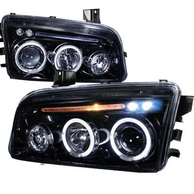 2005-10 Dodge Charger Projector Headlight Gloss Black Housing Smoke Lens