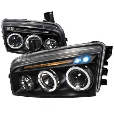 2005-10 Dodge Charger Dual Halo LED Projector Headlights, Black