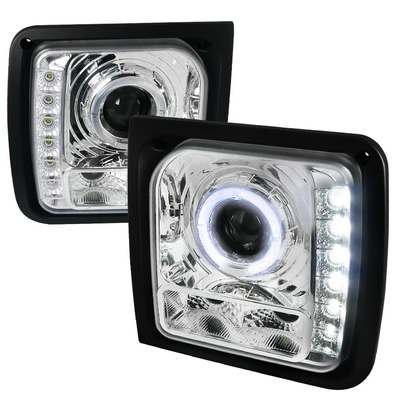1997-01 Jeep Cherokee Halo SMD LED Projector Headlights, Chrome