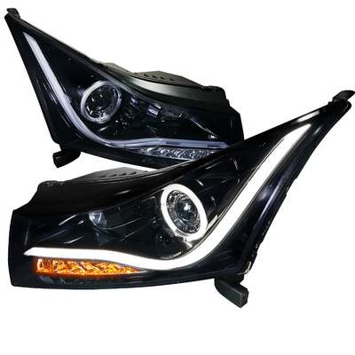 2011-?? Chevrolet Cruze Led Halo Projector Headlight Gloss Black Housing Smoke Lens