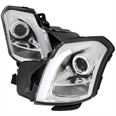 2003-07 Cadillac Cts Led Bar Projector Headlight Chrome Housing Clear Lens - No Reflector Switchback Led Light Bar Led Sequential Signal H1 High & H1 Low