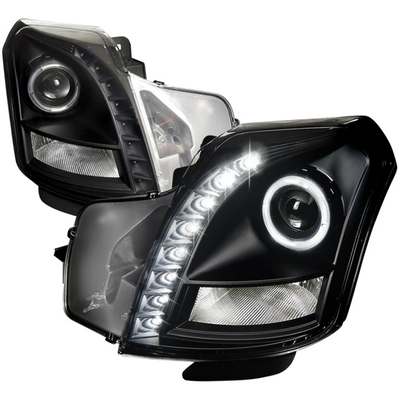 2003-07 Cadillac CTS Single Halo SMD LED Projector Headlights, Black