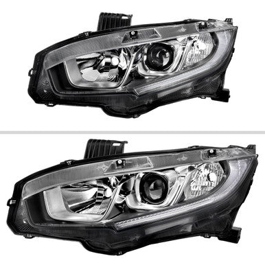 2016-21 Honda Civic Honda Civic Headlight Oe Halogen/Model Only-Chrm Housing Clr Lens