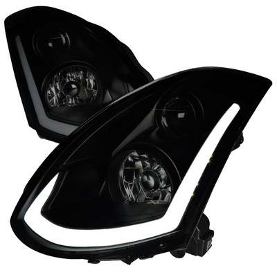 2003-07 Infiniti G35 2Dr Projector Headlights With Sequential Signal Smoke