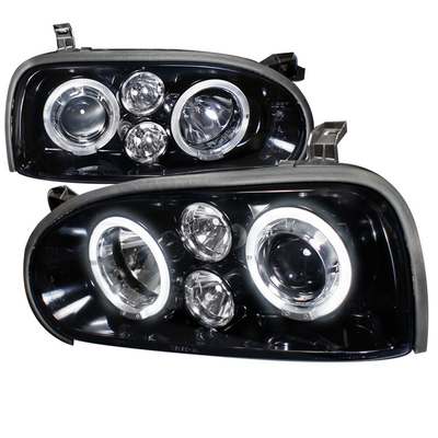 1993-98 VW Golf Halo Projector Headlight Gloss Black Housing With Smoke Lens
