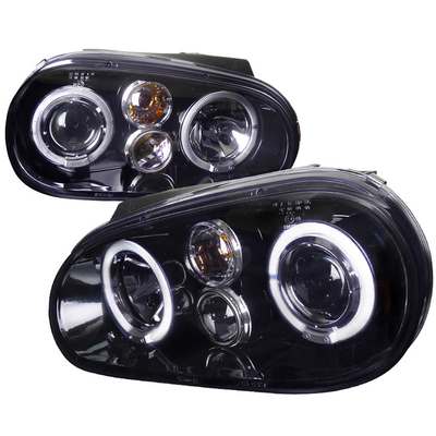 1999-03 VW Golf Projector Headlight Gloss Black Housing Smoke Lens