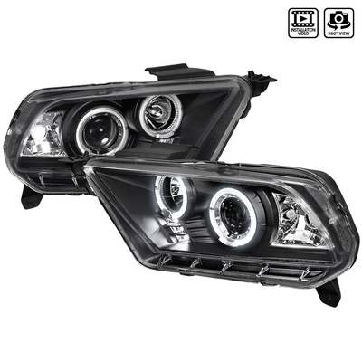 2010-14 Ford Mustang Dual Halo LED Projector Headlights, Black
