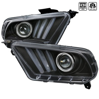 2010-14 Ford Mustang Sequential LED Black Housing Projector Headlights