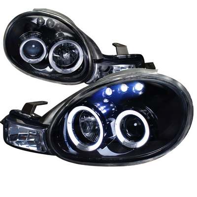 2000-02 Dodge Neon Projector Headlight Gloss Black Housing Smoke Lens