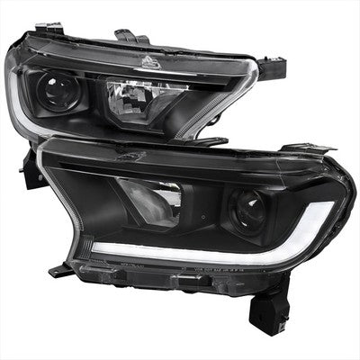 2019-23 Ranger Projector Headlights With Sequnetial Turn Signal Led Bar Matte Black Housing And Clear Lens