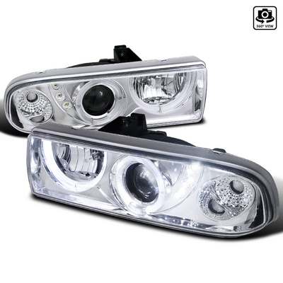 1998-04 Chevy S10 Dual Halo SMD LED Projector Headlights, Chrome