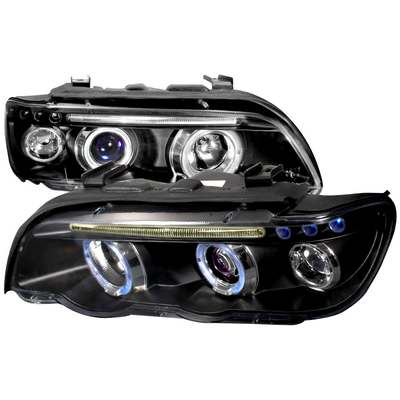 2001-03 Bmw E53 X5 Halo Led Projector Headlight Black Housing