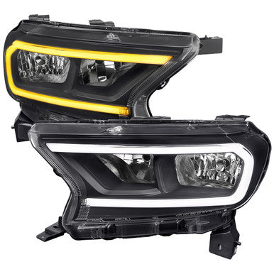 2019-22 Ford Ranger Headlights Light Bar /Black Housing Clear Lens