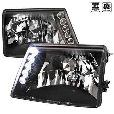 1998-00 Ford Ranger Euro Headlights LED, Black
