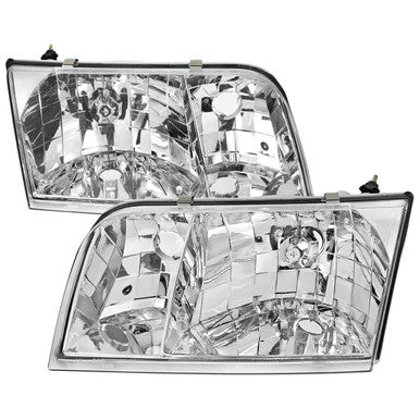 1998-11 Ford CrownVictoria Victoria Headlights Chrome Housing Clear Lens