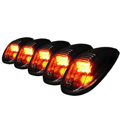 Universal 5PC Set Roof Cab Amber LED Lights (Black Housing/Smoke Lens)