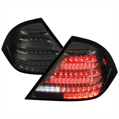 2001-04 MercedesBenz CClass Sedan W203 Led Sequential Tail Lights Chrome Housing Dark Smoked Lens