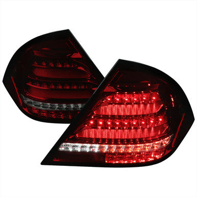 2001-04 MercedesBenz CClass Sedan W203 Led Sequential Tail Lights Chrome Housing Red Smoked Lens
