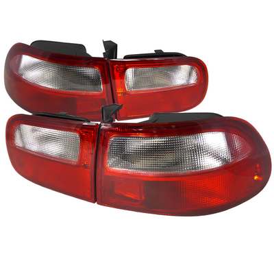 1992-95 Honda Civic Tail Lights Red Clear Lens 3Dr Model