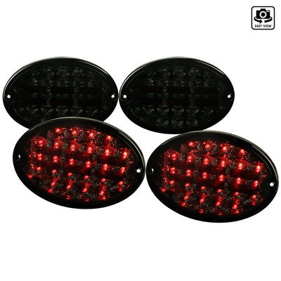 1997-04 Chevy Corvette Tail Lights- Dark Smoke Lens- Chrome Housing