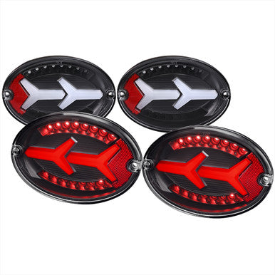 1997-04 Chevrolet Corvette Led Tail Lights Matte Black Housing Clear Lens White Led Bar