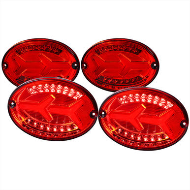 1997-04 Chevrolet Corvette Led Tail Lights Chrome Housing Red Lens White Led Bar