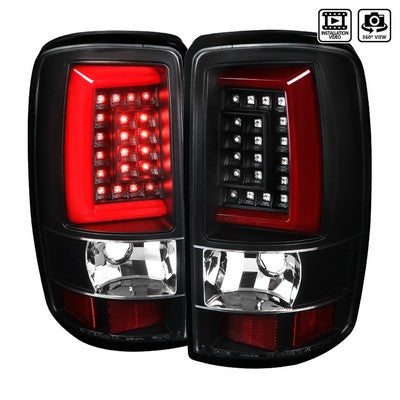 2000-06 GMC Denali/Yukon Led Light Bar Tail Lights- Black Housing With Clear Len