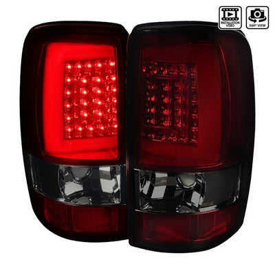 2000-06 GMC Denali Tahoe Led Bar Tail Lights- Red Smoke Lens- Chrome Housing