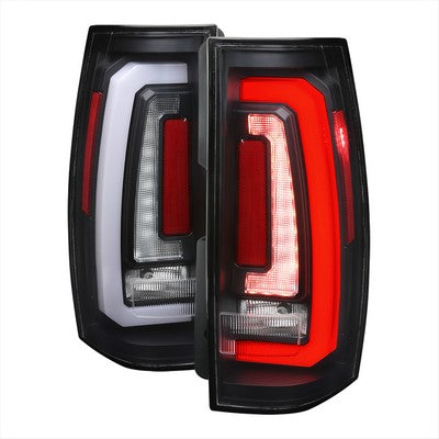 2007-14 Chevrolet Tahoe Suburban GMC Yukon And Yukon Denali Led Taillight Matte Black Housing And Clear Lens - White Light Bar Sequential Turn Signal Breathing Light Effect