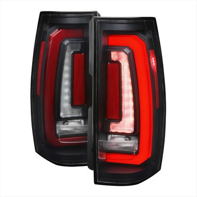 2007-14 Chevrolet Tahoe Suburban GMC Yukon And Yukon Denali Led Taillight Matte Black Housing And Clear Lens - Red Light Bar Sequential Turn Signal Breathing Light Effect